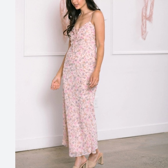 bailey rose  mesh Floral Pink Maxi Dress maxi size S - Picture 3 of 7